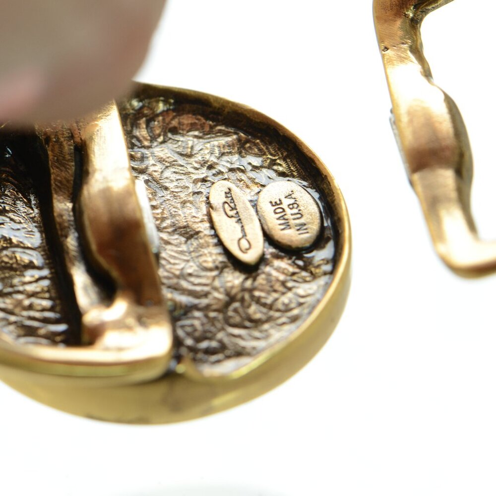 Oscar de la Renta Golgtone & Green Cuff Bracelet - Picture 6 of 8
